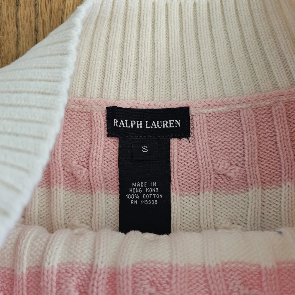 Ralph Lauren Pink and White Girls Sweater Size S